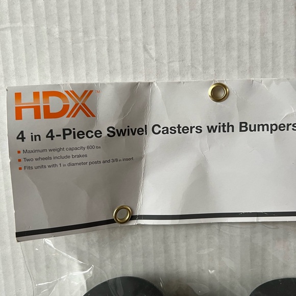 HDX 4 in 4-Piece Swivel Casters with Bumpers - Picture 4 of 13